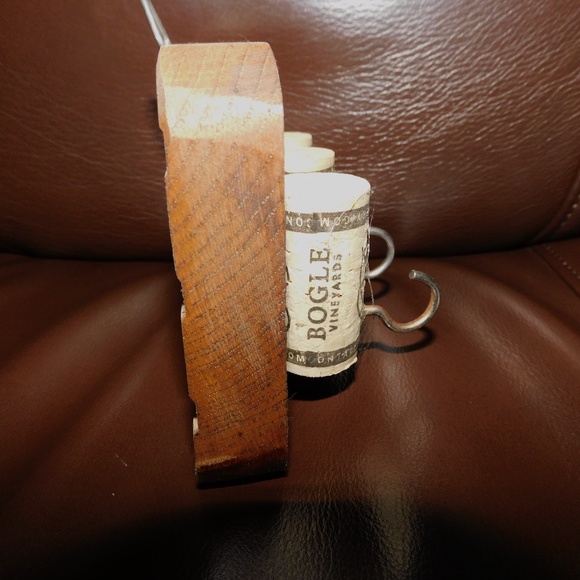 Handmade Wine Cork Key Hanger Rack Necklace Jewelry Holder Solid Wood 3 Hook - Picture 3 of 6